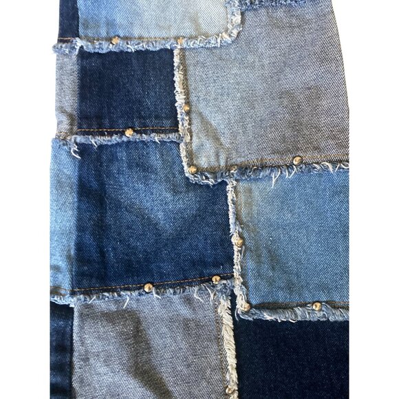 Y2K Zana Di Patchwork Flare Jeans Raw Hem Studded Skater Festival Hong Kong Sz 5 - Picture 8 of 13